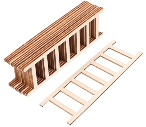 ULTECHNOVO 12pcs Handmade Wooden Mini Ladder Miniature Staircase Decor for Fairy Garden Accessories Dollhouse Stairway Display DIY Craft Indoor Home and Garden Ornament