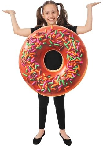 P'TIT CLOWN - Disfraz Humorístico para niño, disfraz de Pizza, papas fritas, Hotdog, hamburguesa, unisex, perfecto para Carnaval, Halloween, Cosplay, cumpleaños, talla única (Donut)