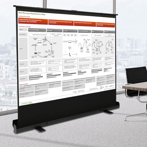 LENJKYYO Pull-Up Projektor Leinwand 80 Zoll (4:3), Mobile Beamer Leinwand, Automatischem Rückzug Rolloleinwand, Keine Montage, Für Heimkino & Business, 204 cm Diagonale, Tragbarer Bildschirm (4:3)