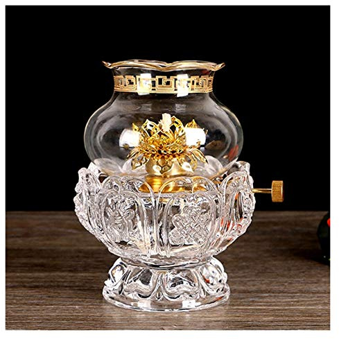 Lampe à huile, lampe tempête, for usage intérieur, lotus en cristal(Clear)