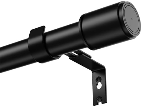 TRAROD Gardinenstange 79-253 cm, Vorhangstange Ausziehbar 25 mm Durchmesser, bis 15 kg Belastbar, Gardinenstange Schwarz für Schlafzimmer, Wohnzimmer, Küche