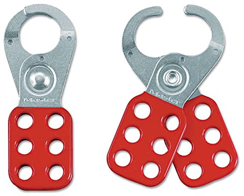 Master Lock Aldaba De Consignación De Acero, Rojo/Plata