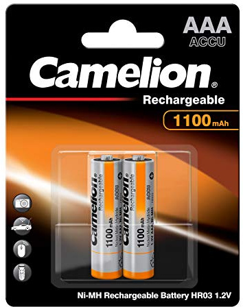 Camelion 17011203 - Ni-MH Rechargable Batterien AAA / HR03, 2 Stück, Kapazität 1100 mAh, wiederaufladbar, für elektronische Geräte zur Sicherstellung einer optimalen Energieversorgung
