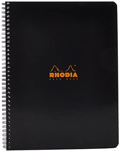 Rhodia Wirebound Notebook 8.8 X11.75 Inches Black Grid, Satin