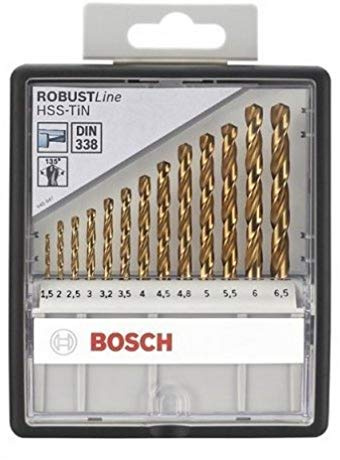 Bosch Accessories Professional 13tlg. Metallbohrer-Set HSS-TiN Robust Line, Durchmesser: 1.5-6.5