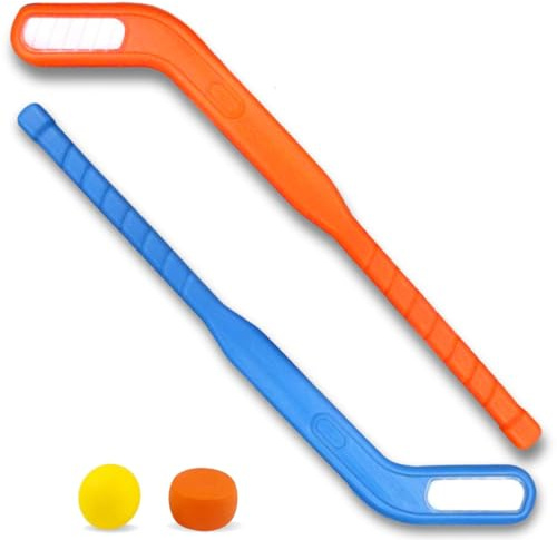 Liberty Imports Kids Floor Hockey Stick Set - 29 Youth Indoor Outdoor Toys Sports Starter Set with Plastic Puck and Ball for Toddlers, Children Ages 3-7 (2 Pack)