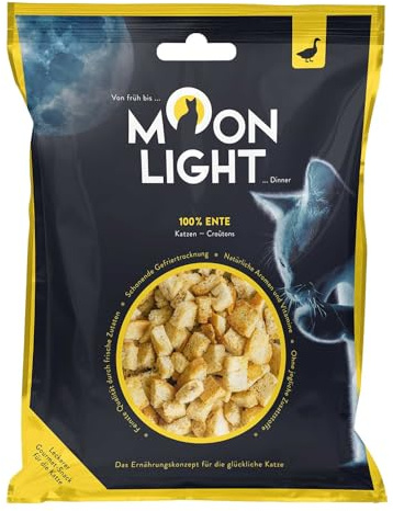Moonlight Katzen-Croutons, 1 Päckchen – Ente, gefriergetrocknet, 100% Ente, Premium Katzensnack & Topping, kross & pur, ohne Getreide & Zucker