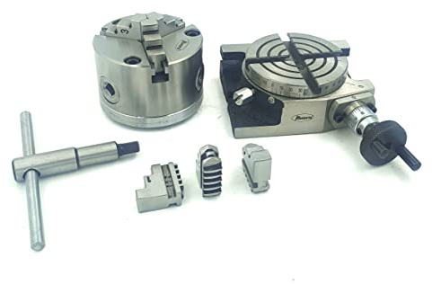 Drehtisch mit 3 Schlitzen, 75 mm, horizontal, horizontal, vertikal, 3 Steckplätze, 80 mm, 3 Backen