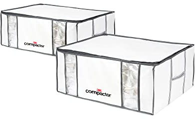 Compactor LIFE 3D Semi-Rigid Vakuum Boxen ─ Set aus 2 Stück, XXL, Weiß, Patentiere Ventil, Platzsparend