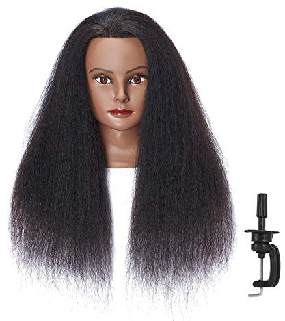 Hairlink 100% Echthaar Afro Mannequin Kopf Friseur Übungskopf Puppe für Kosmetologie Manikin Übungskopf mit Ständer
