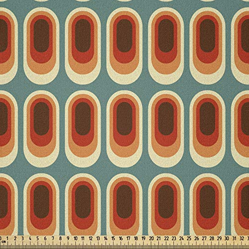 ABAKUHAUS Retro Stoff als Meterware, Vintage Mode-Ethno, Microfaser Multi Zweck Dekostoff für Kunsthandwerke, 3M (230x300cm),Dunkle Taupe Kadett Blau