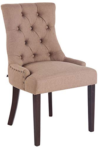 CLP Esszimmerstuhl Aberdeen Mit Hochwertiger Polsterung Und Stoffbezug I Polsterstuhl Mit Gestell Aus Kautschukholz I Sitzhöhe Von 50 cm Farbe Taupe Gestell Farbe antik