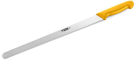 thermohauser Konditormesser (Stahl, rostfrei), einseitiger Wellenschliff, mit gelbem Kunststoffgriff, Klinge 36 cm, Gelb