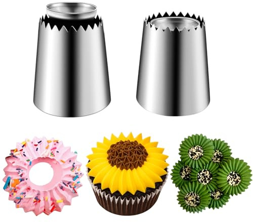 Suuker Sultan Tube Piping Tips Set, Stainless Steel Cake Decorating Tips, Frosting Icing Tips for Cupcakes, Cake, Cookie and Decorating（795S 796S）