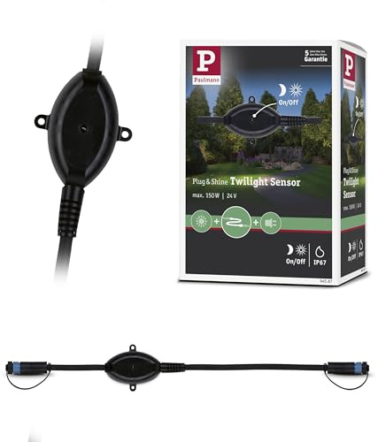 Paulmann 94587 Plug & Shine Außenleuchte Sensor Wireless Twilight Dämmerungssensor IP67 24V max. 150W Schwarz eckig max. 150 Watt Schwarz Gartenbeleuchtung System Kunststoff