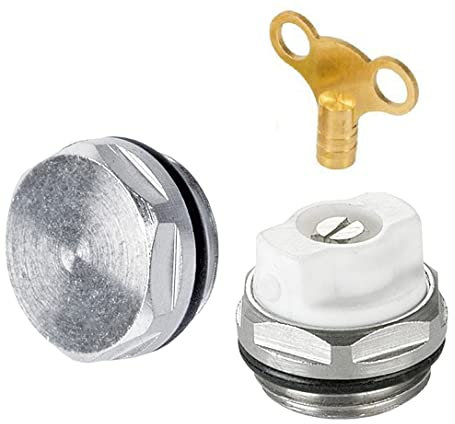 UKDeals Direct® Radiator Air Bleeder, Blank Cap Set Manual Radiator AIR Vent Bleed Plug Valve Kit 1/2 BSP Including Brass Radiator Bleed Key
