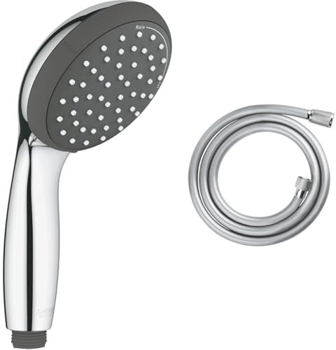 GROHE Vitalio Start 100 - Handbrause, rund, chrom, 27946000 + Vitalioflex Trend - Brauseschlauch, chrom, 28741002