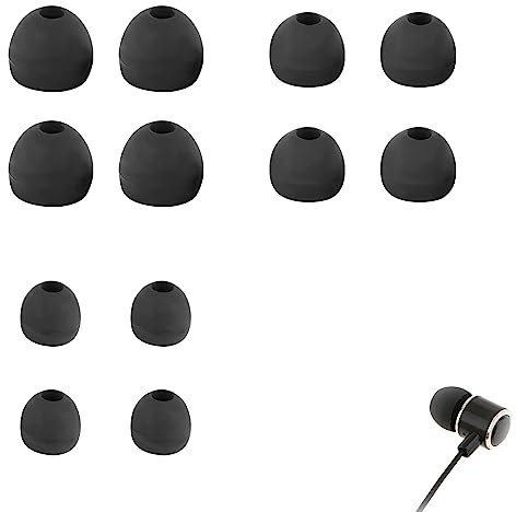 6 Pairs Replacement Earbud Tips, Ear Buds Replacement Rubber Tips Earphone Buds, 3 Sizes(S/M/L) Silicone Earbuds for In-Ear Headphones, Earphone Tips (Black)