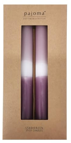 Stabkerzen 4 Stück - Flieder-Weiß-Lila | Höhe 21 cm ø 2.1 cm - Brenndauer 5 Stunden | 3 farbige Spitzenkerzen - Premium Qualität | pajoma®