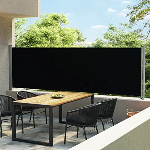 Annlera Ausziehbare Seitenmarkise 140x600 cm Schwarz Balkon Seitenmarkise Sichtschutz Ausziehbar Seiten Markise Aussen Sichtschutz Seitenmarkise für Balkon/Terrasse Beschattung & Privatsphäre Schutz