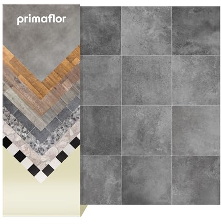 Primaflor PVC Bodenbelag Tronto | 200x100 cm | Fliese Florenz 2,00 m | Fliesenoptik, 1,9 mm stark, R10, antistatisch, für Wohnräume, Büro, Feuchträume, Messe und Event