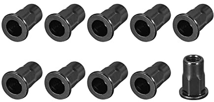 METALLIXITY 20pz Rivetto Dadi M5 Acciaio Carbonio Metà Esagono Nero | per Fissaggi Meccanici, Inserimento Dadi, per Mobili, Filettato