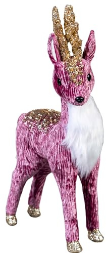 SHATCHI 35cm Reindeer Figure Burgundy/Gold Costume Santa’s Friends Christmas Tabletop Centrepiece Showpieces Home Art & Craft Xmas Party Window Décor