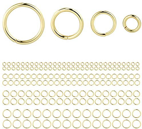 ALEXCRAFT 900 Stück Multipack Gold Biegeringe Schmuckzubehör Sprung Ringe | Öffnungsring Armbänder Halskette Ketten Verbindung Zubehör Kleine Offener Biegeringe 4/6/8/10mm Ring Set Schmuckherstellung