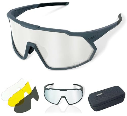 TWO-X Speed Sportbrille unisex Fahrrad-Brille Spiegel Rad-Sonnenbrille Full grau silber