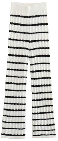 Sommer-Häkel-gestreiftes Weste-Top + gestreifte Strickhose-Set-Hose-L