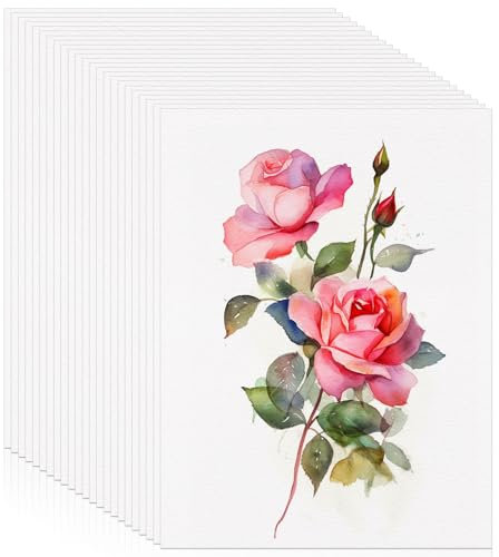 60 Blatt Aquarellpapier, 22,9 x 30,1cm Aquarellblock 300g/m² Papier Wasserfarben Watercolor Paper Malpapier für Aquarell Gouache Acryl Zeichnen Kunstwerke DIY