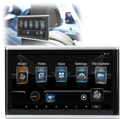 MTTXY 10-Zoll-Auto-Kopfstützen-Videoplayer, 4K-FHD-Touchscreen-Auto-TV-Kopfstützenmontage-Monitor-Tablet, Unterstützt WLAN, Bluetooth, HDMI-Eingang, FM, USB, Auto-Rücksitz-TV