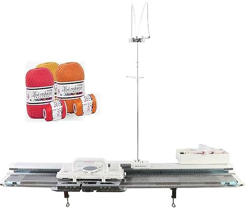Máquina de tejer automática - 6,5 mm, 150 puntadas, máquina de tejer doméstica de plástico con agujas de hilo y accesorios para adultos/niños