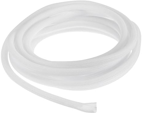 sourcing map Gaine de protection tressée extensible en PET, Goulotte de Cablage, pour gestion des câbles, TV, ordinateur, audio, appareils à la maison, bureau, 6,1 m, blanc