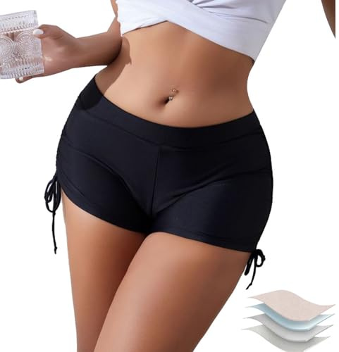 GWAWG Pantaloni mestruali per nuoto, biancheria intima sportiva da donna, costume da bagno a tenuta stagna per donne adolescenti ragazze, pantaloni mestruali neri, S, S