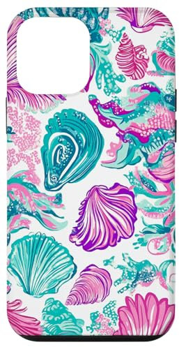 Custodia per iPhone 12 mini Rosa Teal Seashell Coastal Summer, Stella marina, Ragazza