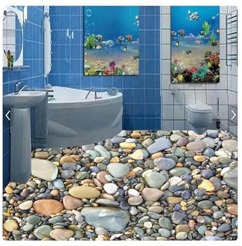 Großer Aufkleber, PVC, wasserdicht, selbstklebend, 3D-Stein, Kieselsteine, Wohnzimmer, Badezimmer, Fliesen, Bodendekoration, 430 x 300 cm
