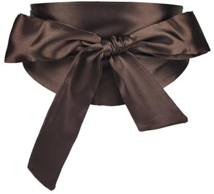 Blausky 2 Stück Damen Kleid Schärpe,Brautgürtel Satin Taillengürtel mit Groß Schleife Gürtel zum Schnüren Klassische Retro Schleife Waist Belt Breiter Wickelgürtel für Party Halloween,Braun