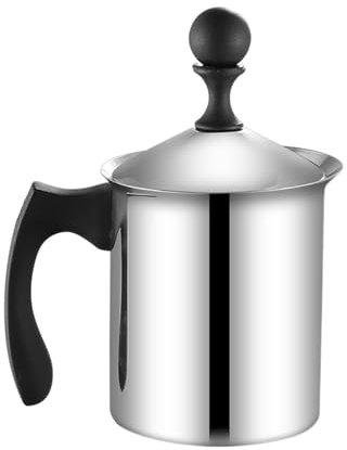 Manual Milk Foam Maker, Milk Frother Pitcher, Frothing Pitcher, Handheld Milk Foam Maker, Coffee Foam Frother, Stainless Steel Handheld Frother, for Creating Cappuccino Latte and Coffee Foams