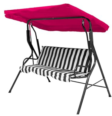 Garden Swing Chair Canopy Cover Replacement Waterproof Polyester with Straps (Rose Red,3-Seater)