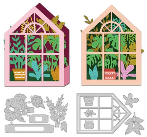 DELORIGIN 3D Stanzschablone Für Gewächshauspflanzen Schachtel Kartenherstellung Schablone Scrapbooking Prägevorlage Für Grußkarten Alben Hochzeitseinladungen Dekoration