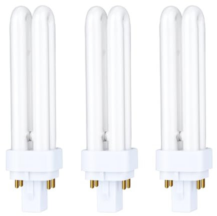 B4U G24Q-1 4 Pin Light Bulbs 13W, 4 Pin Bathroom Light Bulbs, G24Q-1 Base Energy Saving Lamp, 900LM, Warm White 2700K, 3 Pack