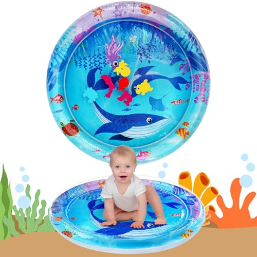AYESY Tummy Time Mat,Inflatable Tummy Time Water Mat Baby Pad, Early Development Activity Pad for Infants & Toddlers 3 6 9 Months Newborn Girls Boys (66×66CM)