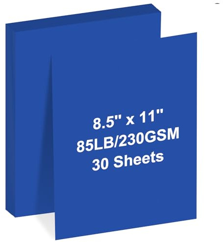 Cardstock 8.5 x 11 ，30 Sheets Cardstock Paper 85 lb/230 gsm,Blue Card Stock for Printer,Drawing,Gift tags,Invitations, Cards etc (Royal blue, 30 Sheets)