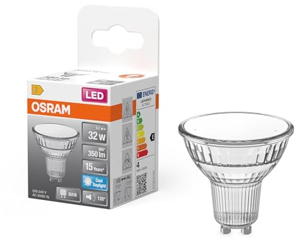 Osram LED Spot Lampe Star PAR16 3,1W 865, 6500K Tageslicht, GU10, 120°, 350 lm, Vollglas Design