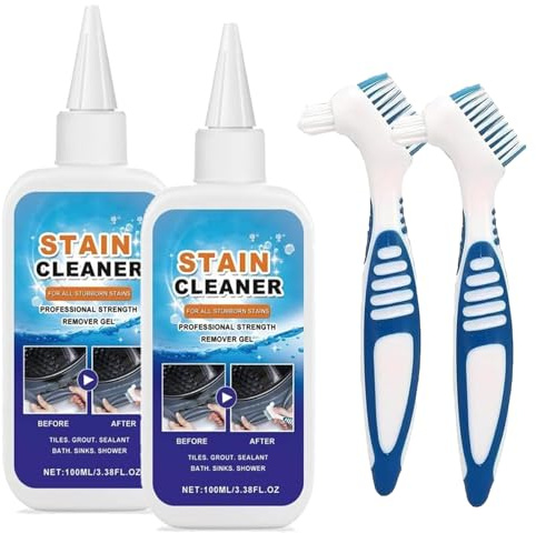 Gel quitamanchas, limpiador de lavadoras de 100 ml, potente gel limpiador para limpiar lechada, azulejos, refrigerador, ventanas, baños y fregaderos. (2pcs)