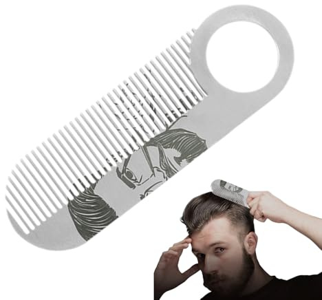 Bartkamm, kleine Schnurrbart-Stylingbürste, 10,2 x 3,2 x 0,2 cm, Anti-Verhaken, Formwerkzeug mit doppelseitigen, kompaktem Fellpflegekamm, ideal für Haar-Detaillierung und Formung