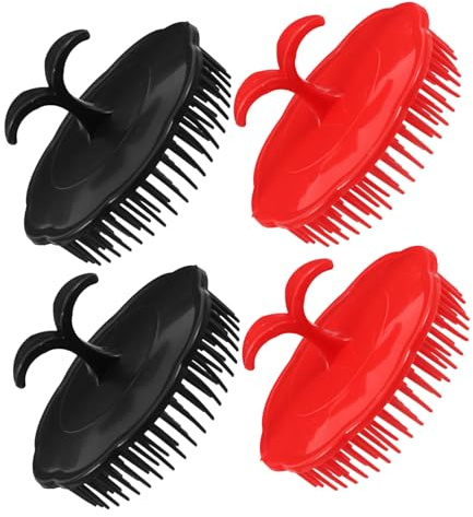 OUNONA 4 Stück Packung Kopfhautmassagebürste aus Kunststoff Rund mit Entspannender Massagefunktion und Haarentwirrung für Dusche und Reise