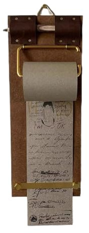 Vintage Klemmbrett Notizbuch Wandmontierter Notizblock Mit Papierrollen, Klemmbrettmappe Mit Metallclip, Notizrollenhalter Für Notizen, Skizzen, Tagebücher Oder Als Wanddekoration 32x12x3 Cm