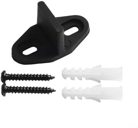 Guide de sol pour porte coulissante de grange réglable pour portes intérieures, design en plastique noir à profil bas avec vis de montage, ancrages muraux (matériau métallique)